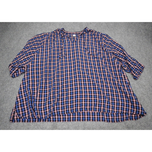 Old Navy Tops - Old Navy Tunic Top Women's Plus Size 4X Purple Pink Plaid 3/4 Sleeves V-Neck